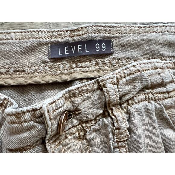 Anthropologie Level 99 Dayla Cargo Pants in Husk Linen Tencel 28 Beige - Picture 4 of 7